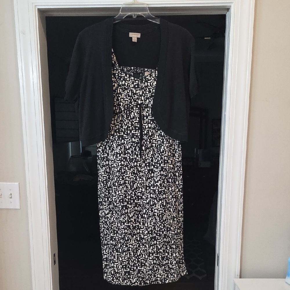 Kim Rogers Black and White Midi Dress with Bolero